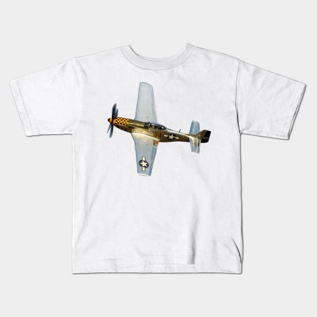 P-51D Mustang Turning Kids T-Shirt by acefox1